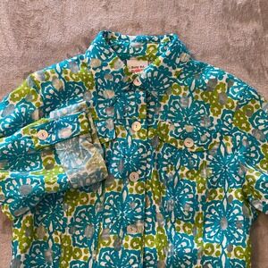 NWT Ruby Rd Jacket Top Womens 6P Blue Green Floral Button Up Colorful Eclectic